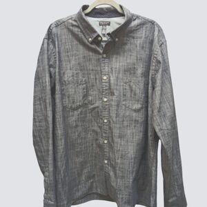 Van Heusen never tuck XXL 18-18.5 dress shirt thick chambray-like denim